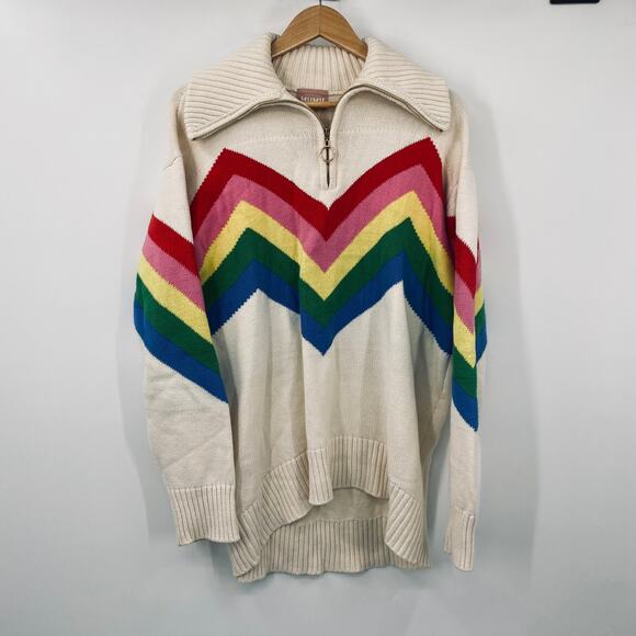 Show Me Your Mumu Rainbow Slope Weston Half Zip Pullover Sweater Knit Small - Picture 6 of 13